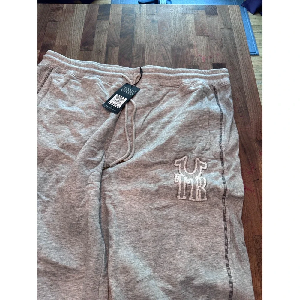 True Religion Rib Stitch Dept Baggy Sweats Heather Grey XXXL 109817 Wide Leg